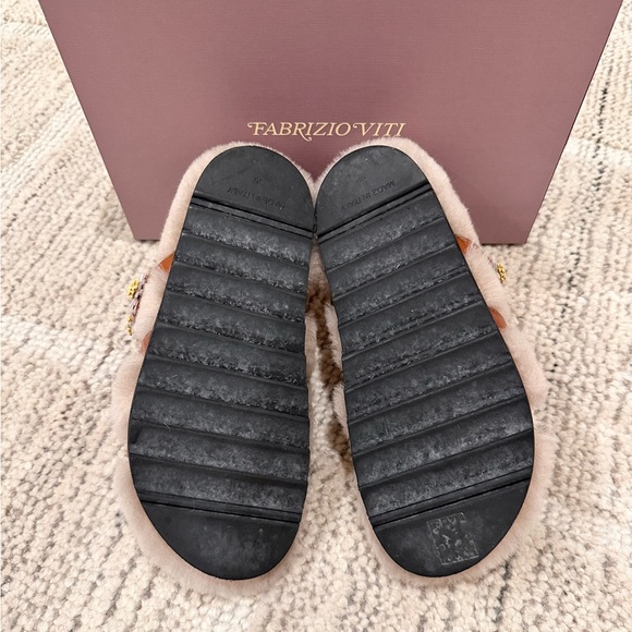 Fabrizio Viti Berkley Shearling Daisy Slide Sandals Size 6 - Picture 4 of 7
